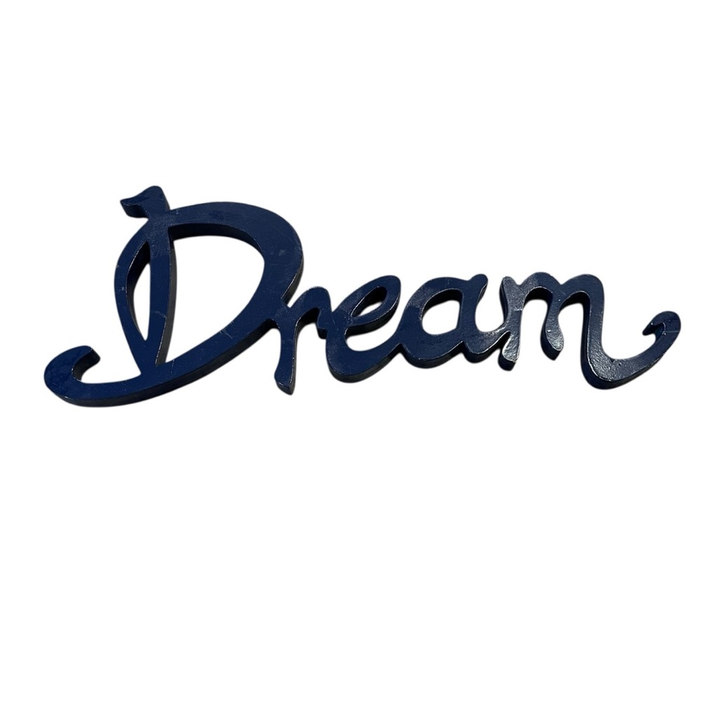 10/$25🦋 HomeRoots Navy Blue DREAM Wood Typography Wall Decor